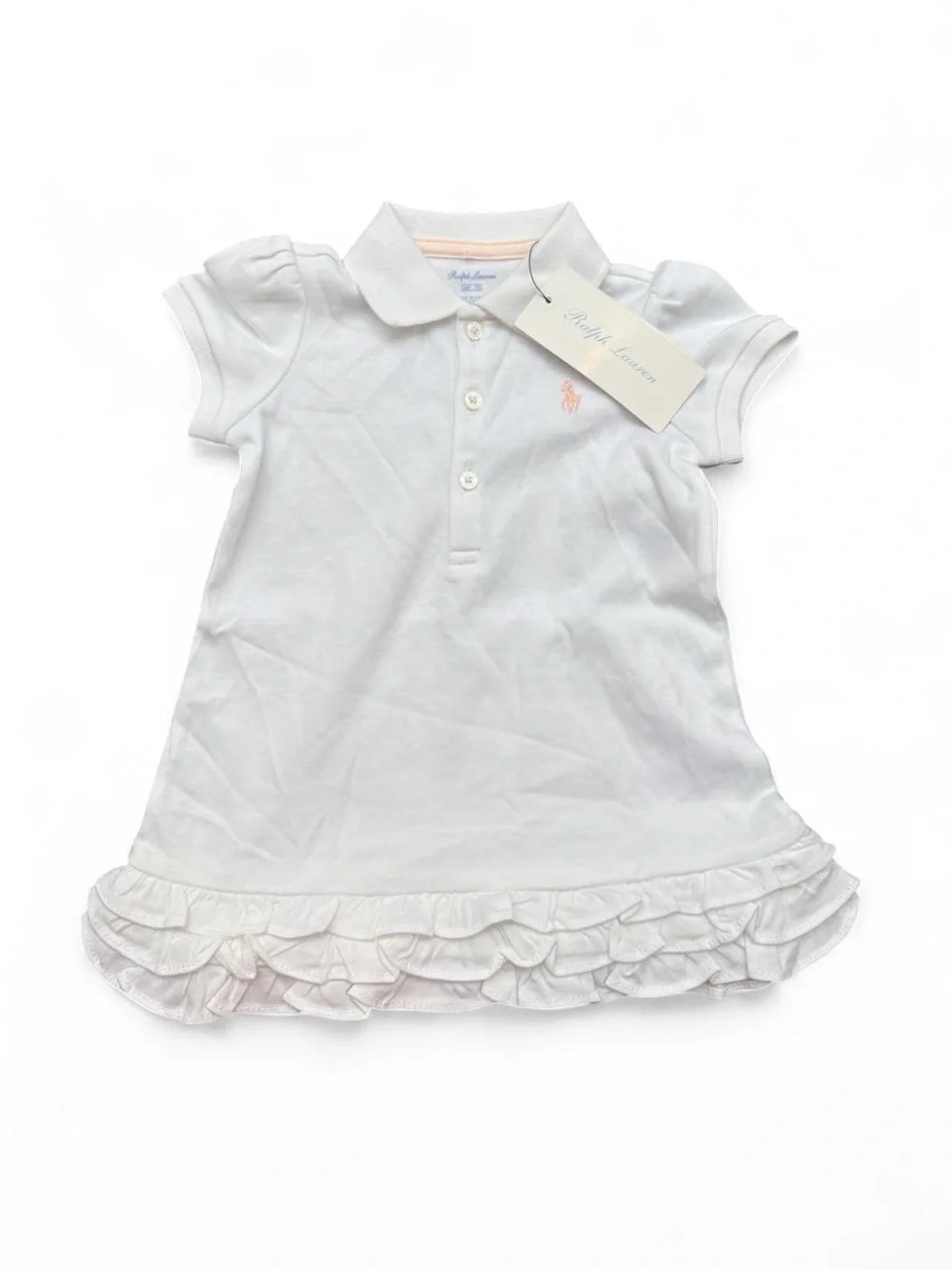 Ralph Lauren White Polo Dress with Light Pink Pony